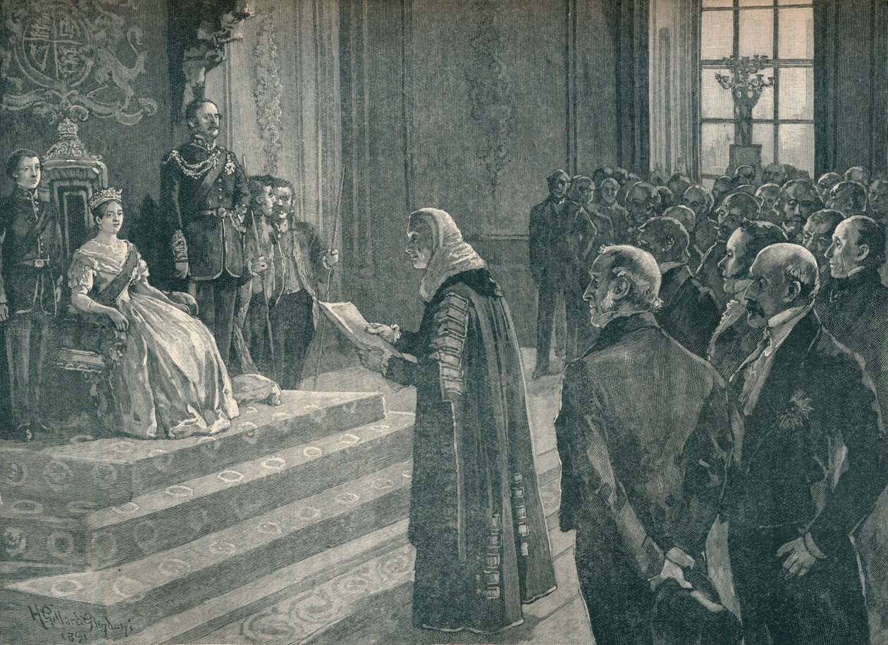 Pesando o discurso patriótico da rainha na véspera da Guerra da Crimeia, 1854 1906 de Unbekannt