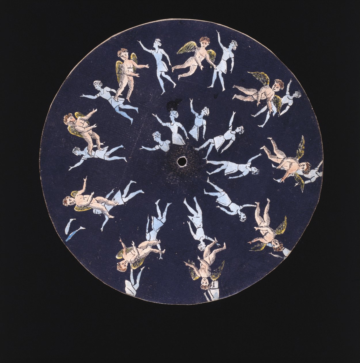 Fenakistiscópio (Fenakistoscópio) disco mostrando um cupido e duas meninas, c 1830 de Unbekannt