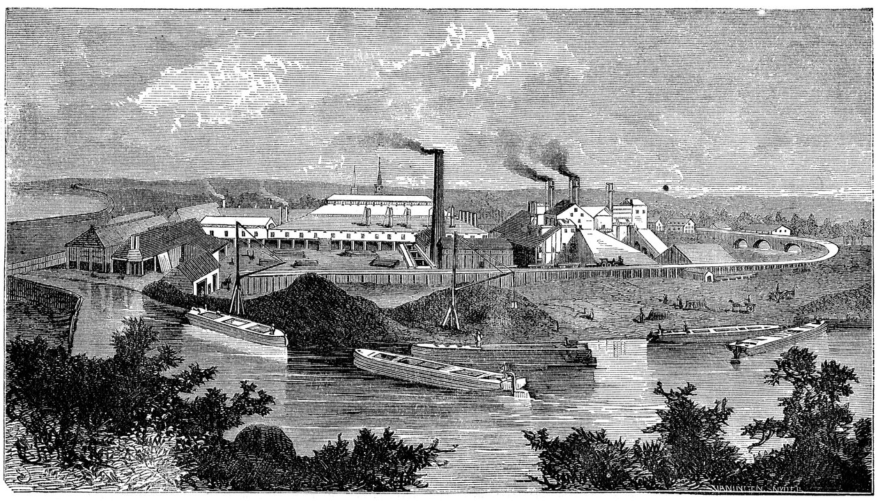 Obras de ferro e ponte de Phoenix, Phoenixville, Pensilvânia, EUA, 1873 de Unbekannt