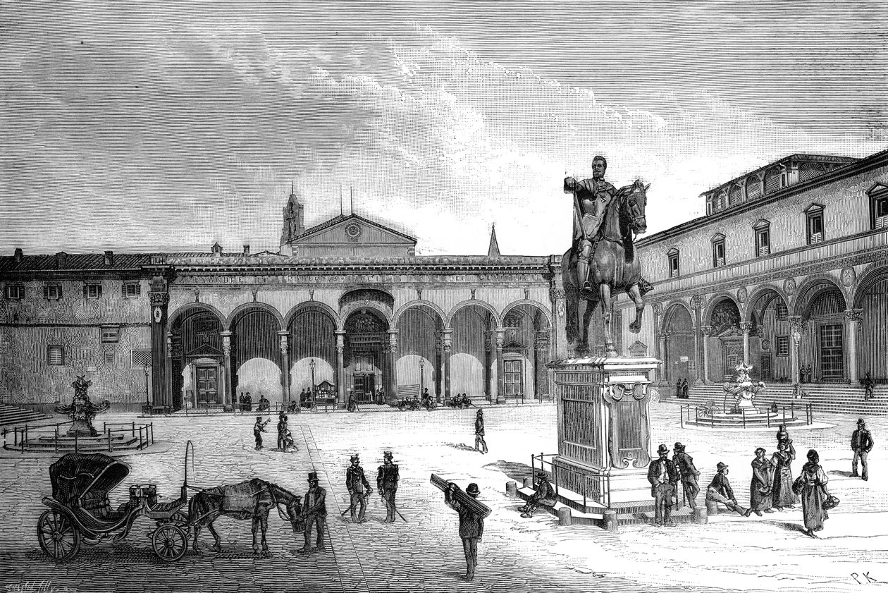 Praça e igreja da Santissima Annunziata, Florença, Itália, 1882 de Unbekannt