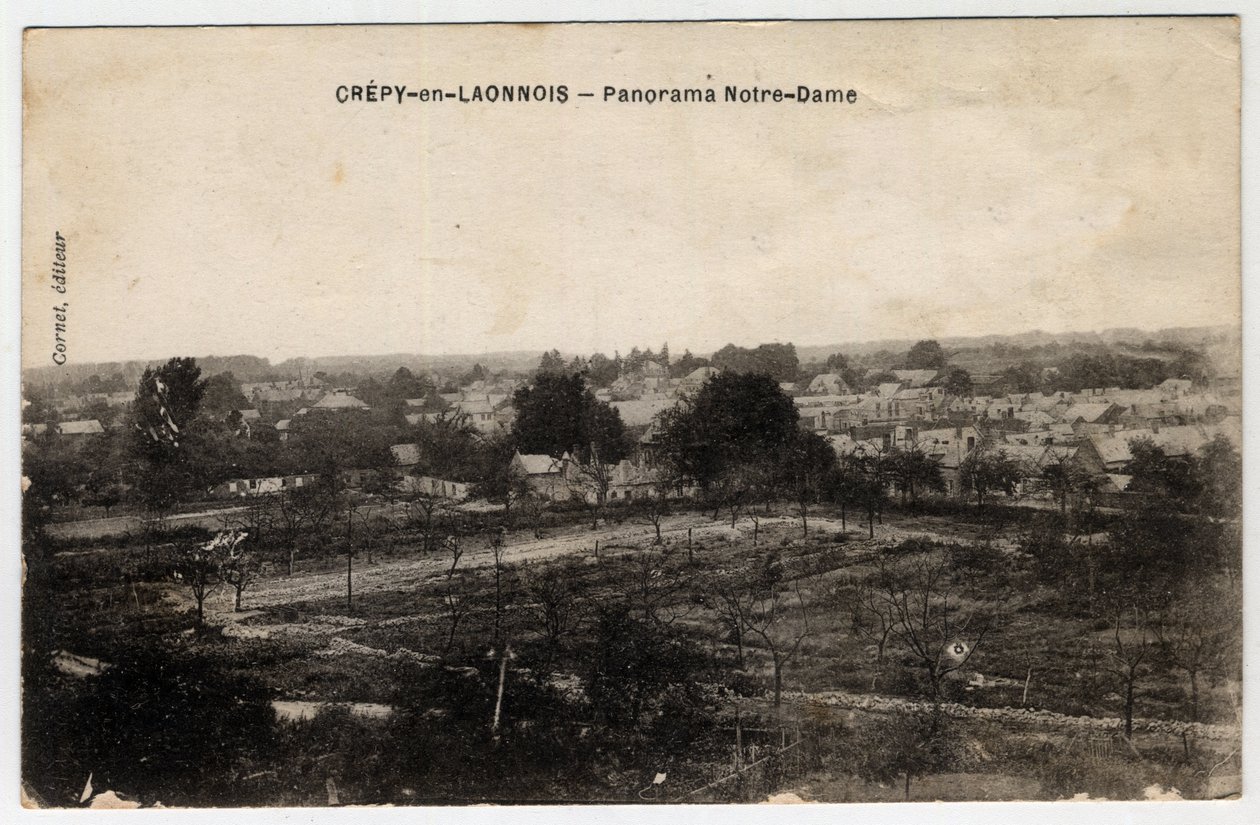 Picardy, Aisne (02), Crepy in Laonnois (Crepy-en-Laonnois): panorama de Notre-Dame - Cartão postal no final do século XIX - início do século XX de Unbekannt