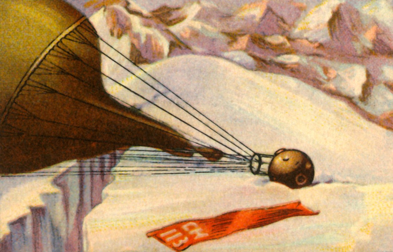 O balão de pesquisa em altitude de Piccards pousa nos Alpes, 1931, 1932. de Unbekannt