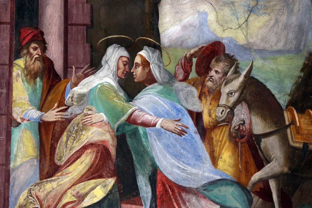 Igreja da Peregrinação Madonna del Sasso. A Visitação é a visita de Maria com Isabel, conforme registrado no Evangelho de Lucas, 20160508, Orselina, Suíça. de Unbekannt