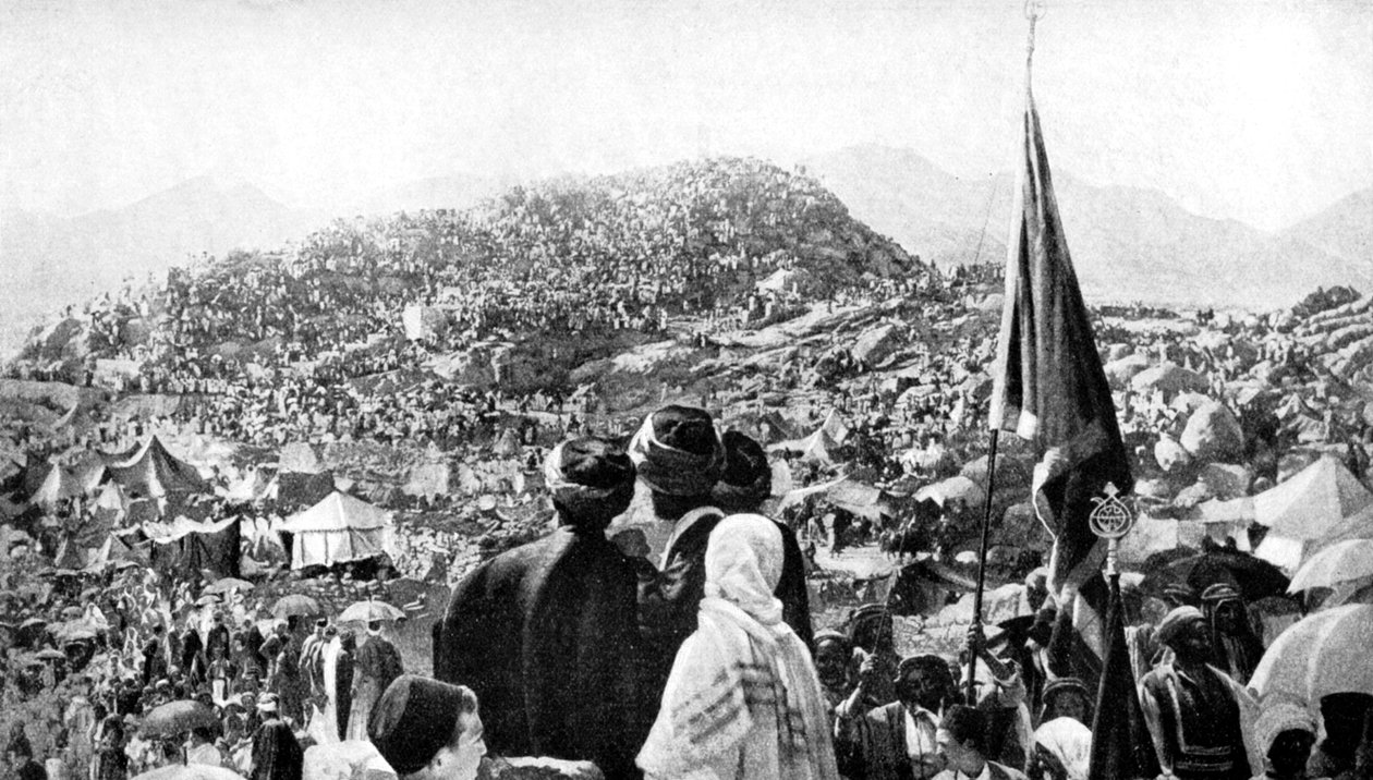 Peregrinos realizando o Wukuf, Monte Arafat, Arábia Saudita, 1922 de Unbekannt