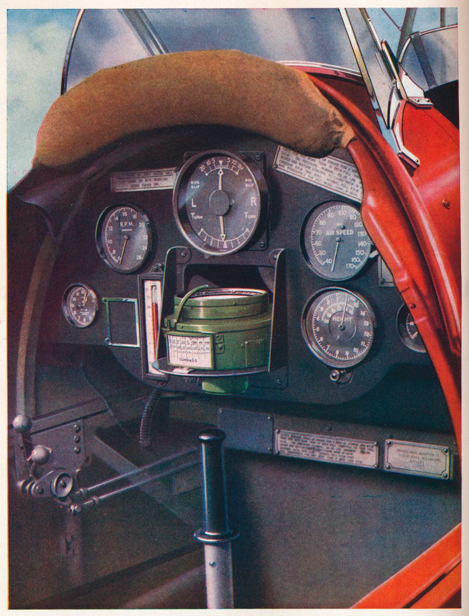 Cockpit de pilotos de uma traça de tigre equipado para vôo cego, c1936 c1937 de Unbekannt