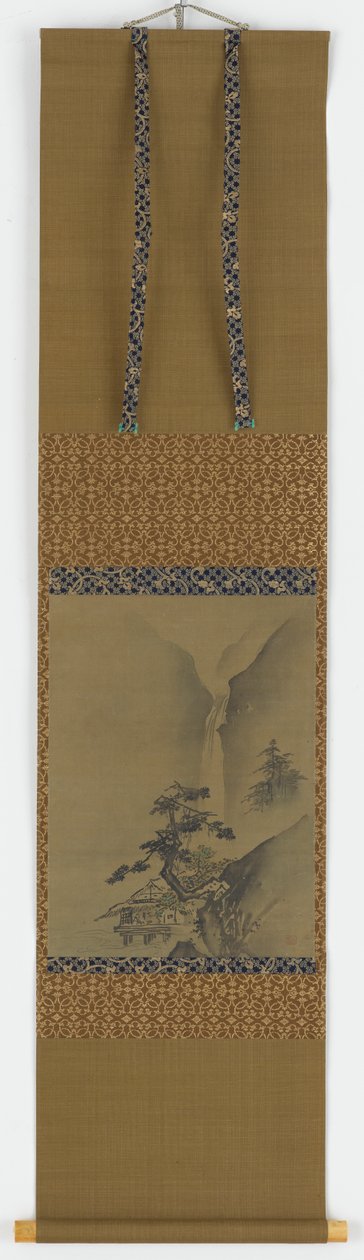 Pinheiros e cachoeira, período Edo, 1615-1868. de Unbekannt
