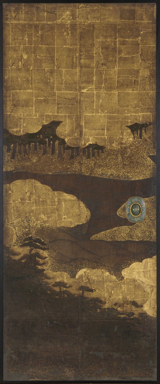 Pinheiros, água e nuvens, período Edo, século XVII. de Unbekannt