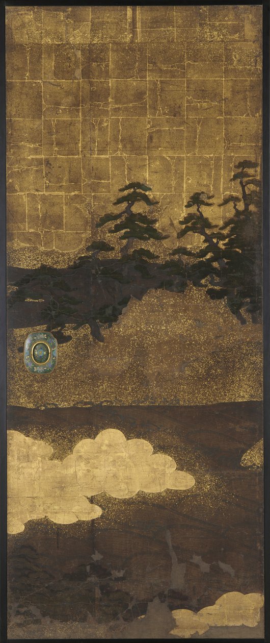 Pinheiros, água e nuvens, período Edo, século XVII. de Unbekannt