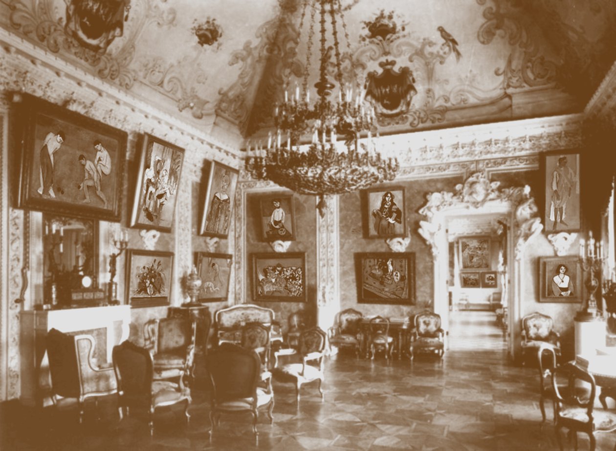 Sala de jantar rosa conhecida como Sala Matisse na casa de Shchukins de Unbekannt