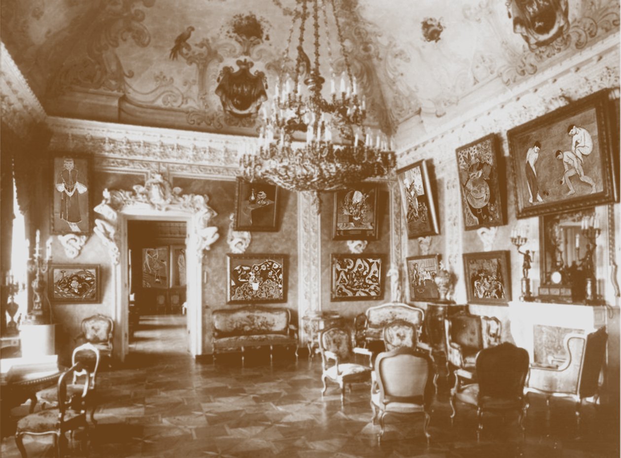 Sala de jantar rosa conhecida como Sala Matisse na casa de Shchukins de Unbekannt