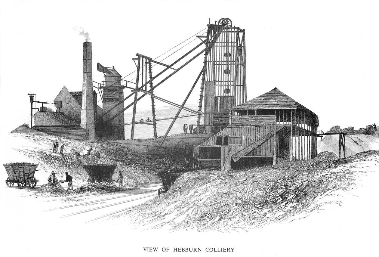 Pithead na Hebburn Colliery, área de Newcastle upon Tyne, 1860 de Unbekannt