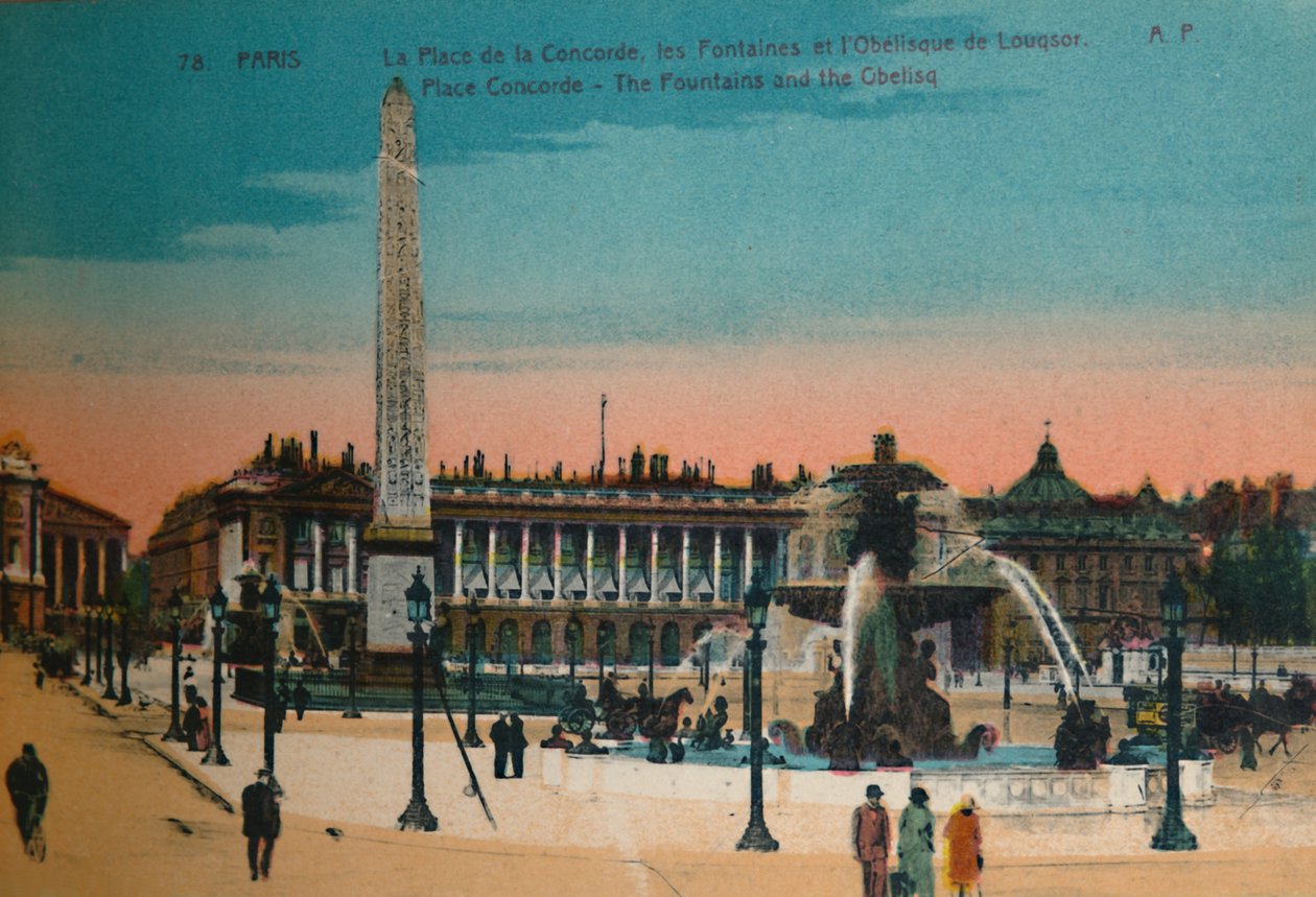 Place de la Concorde - As fontes e o Obelisco de Luxor, Paris, c1920 de Unbekannt