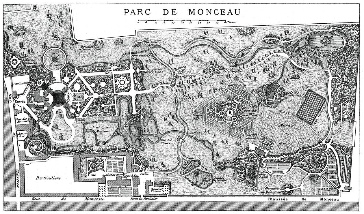 Plano de Monceau Park, Paris, 1778, 1885 de Unbekannt