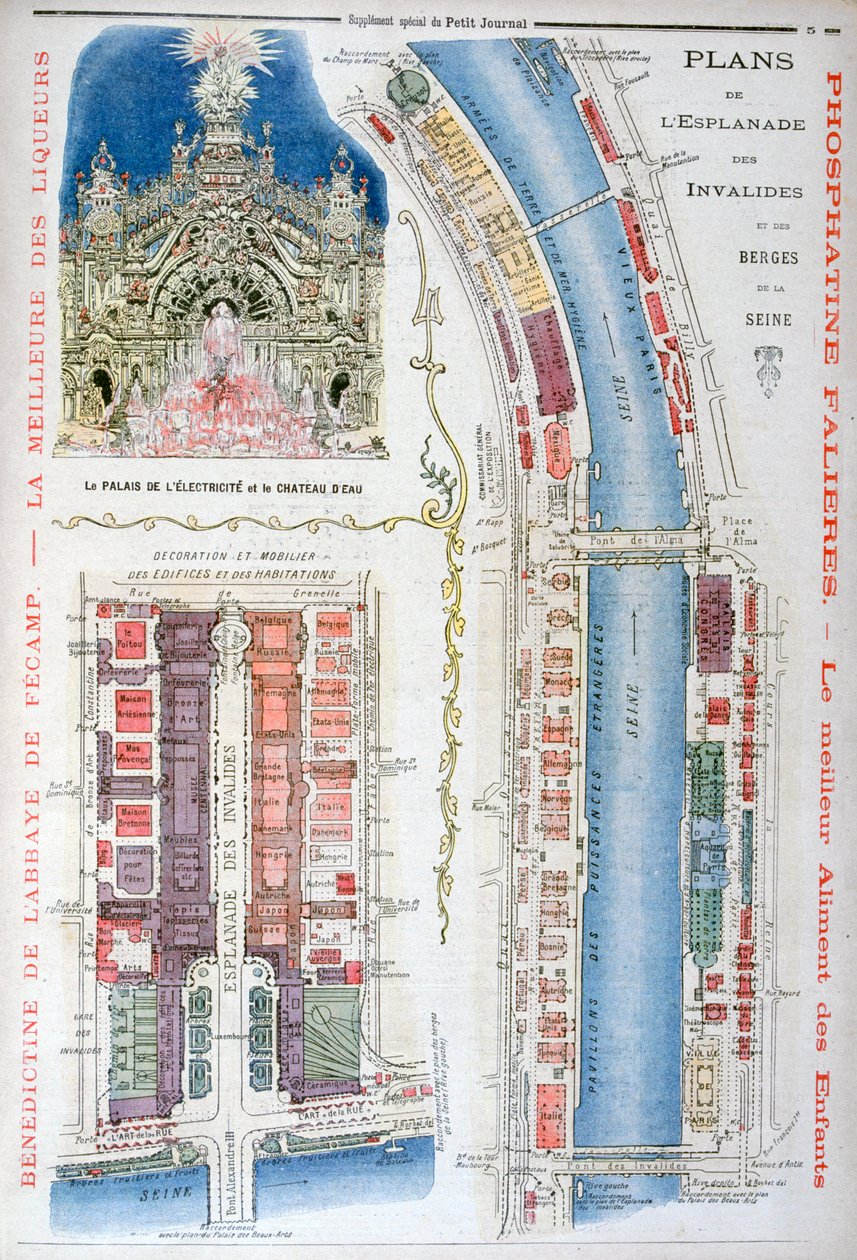 Plano para a Esplanade des Invalides, Exposição Universal de 1900, Paris, 1900 de Unbekannt