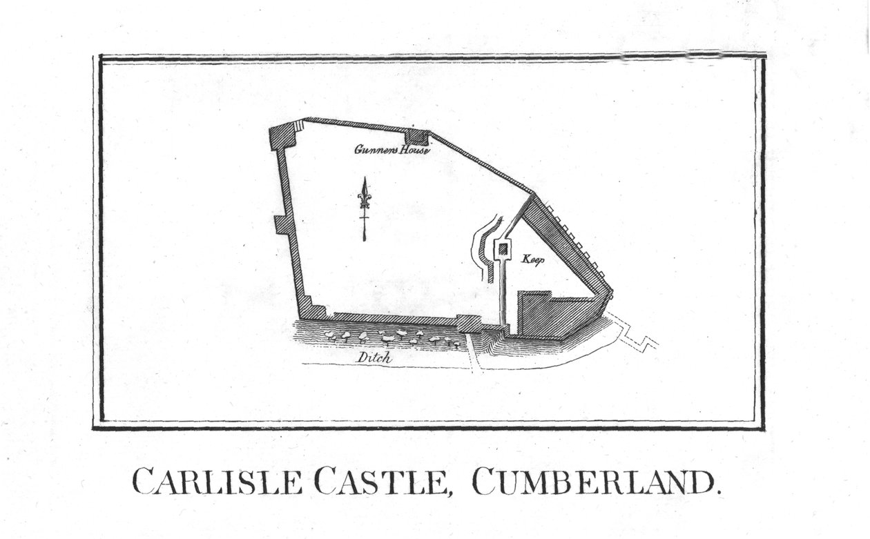 Planta do castelo de Carlisle, Cumberland, final do século XVIII de Unbekannt