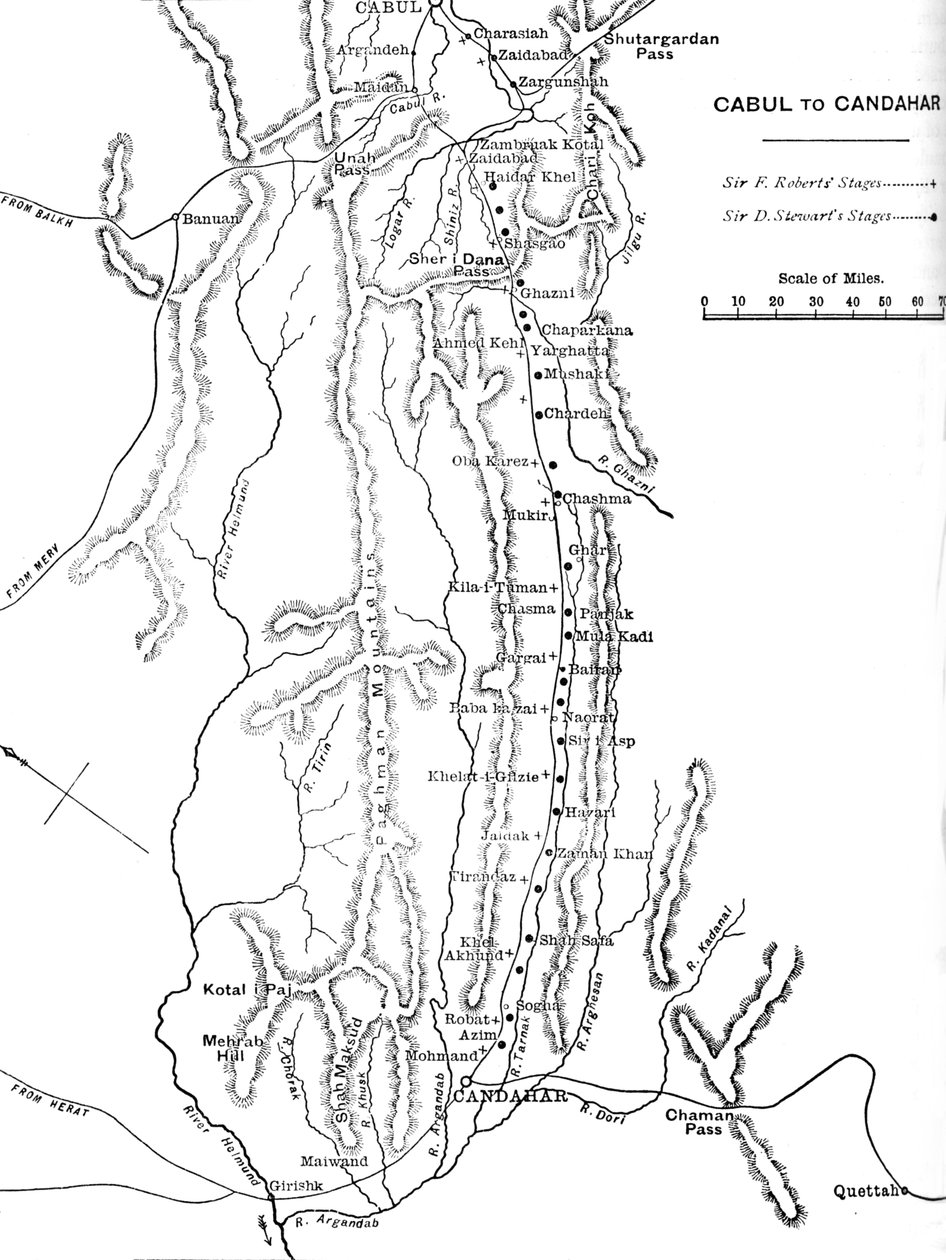 Plano da General Robertss em março de Cabul a Candahar, c1880 de Unbekannt