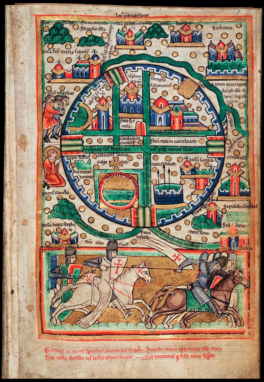 Plano de Jerusalém. Fragmento de saltério, ca 1200 de Unbekannt