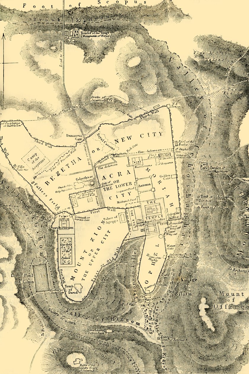 Plano de Jerusalém no primeiro século cristão, 1890. de Unbekannt