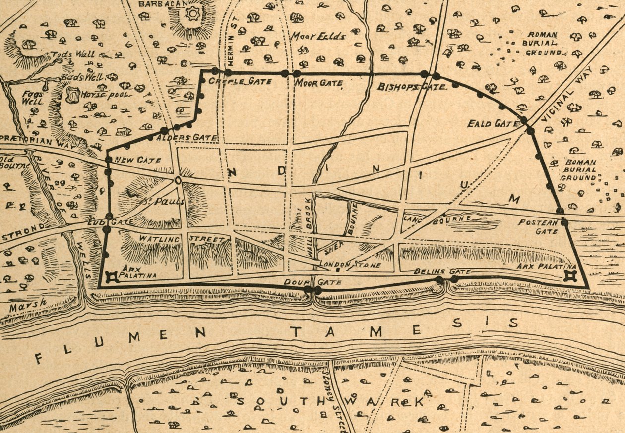 Plano de Londres romana, 1897. de Unbekannt