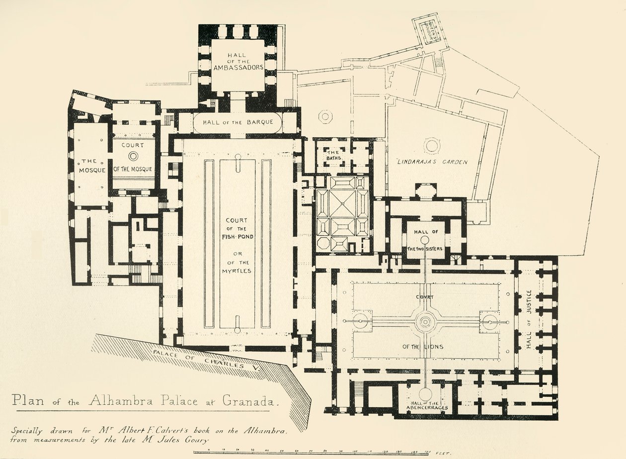 Planta do Palácio de Alhambra em Granada, século XIX, 1907. de Unbekannt