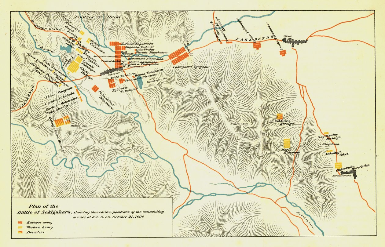 Plano da Batalha de Sekigahara, 21 de outubro de 1600, 1903. de Unbekannt