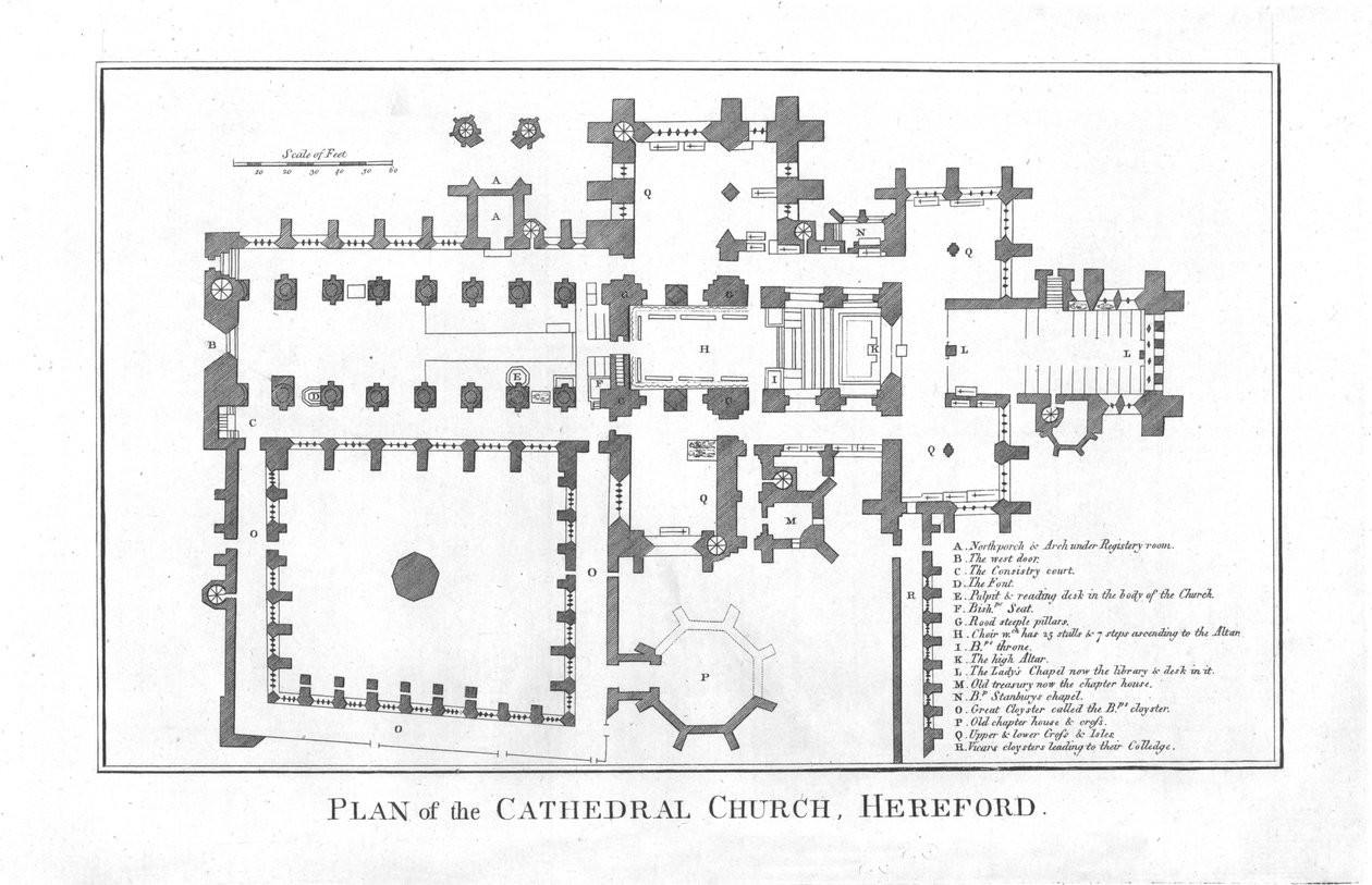 Planta da Igreja Catedral, Hereford., Final do século XVIII de Unbekannt