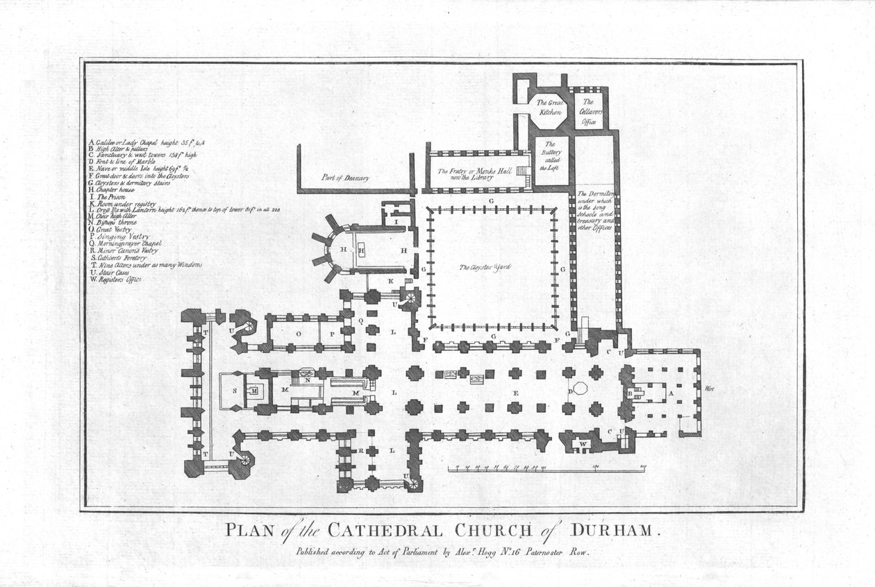 Planta da Igreja Catedral de Durham, final do século XVIII de Unbekannt
