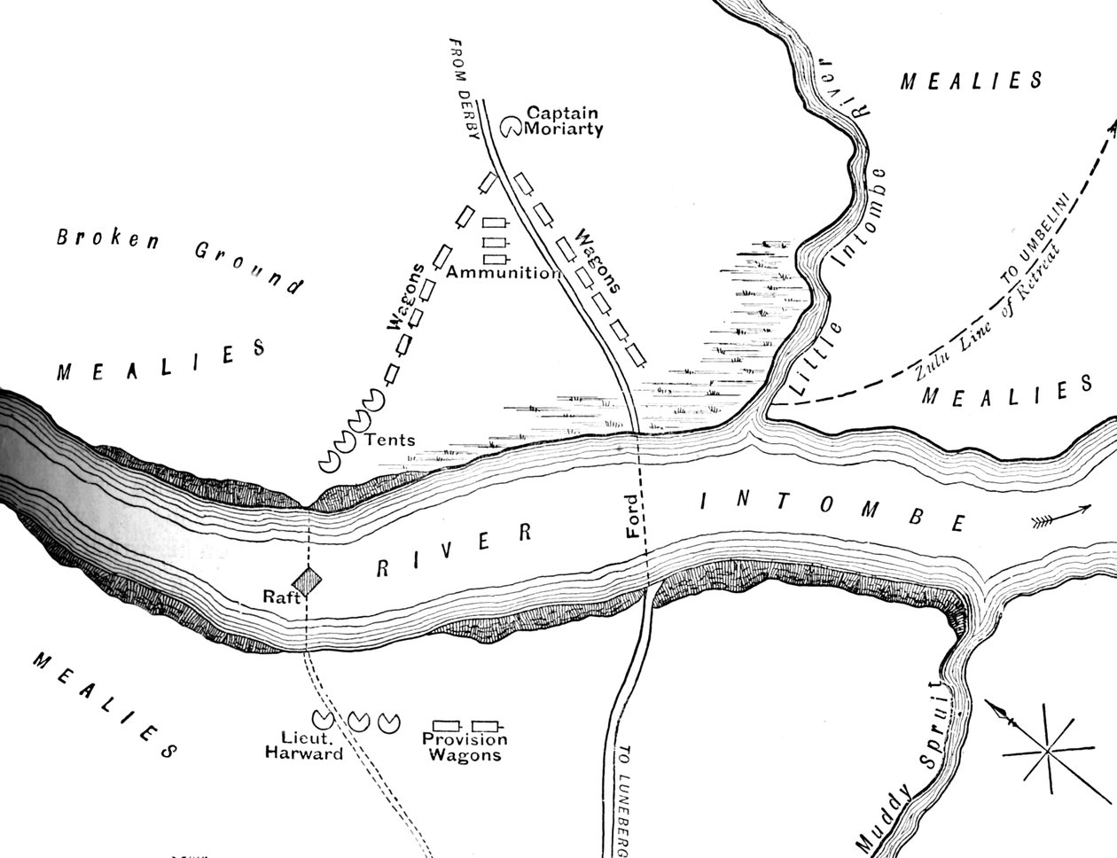 Plano do desastre no rio Intombe 12 de março de 1879, c1880 de Unbekannt