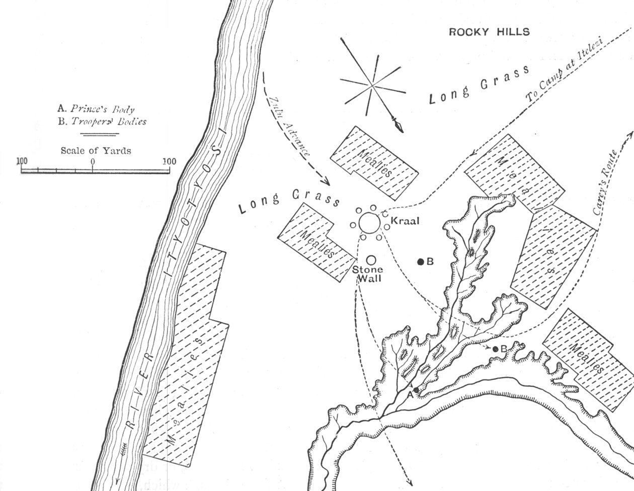 Plano do terreno Onde o príncipe Louis Napoleão foi morto, 1º de junho de 1879, c1880 de Unbekannt