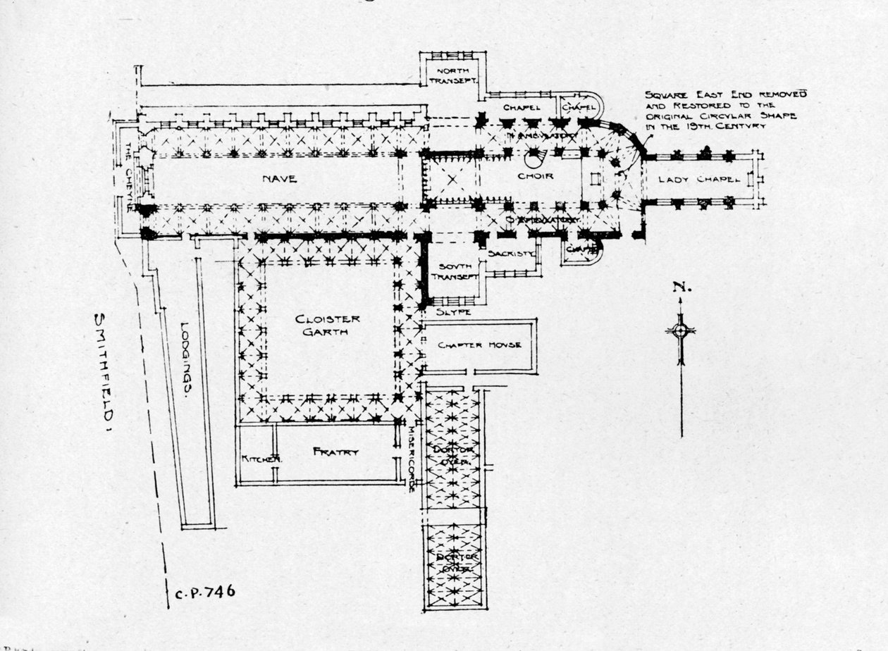Plano da Igreja Priorada de São Bartolomeu-o-Grande, Londres, 1906 de Unbekannt
