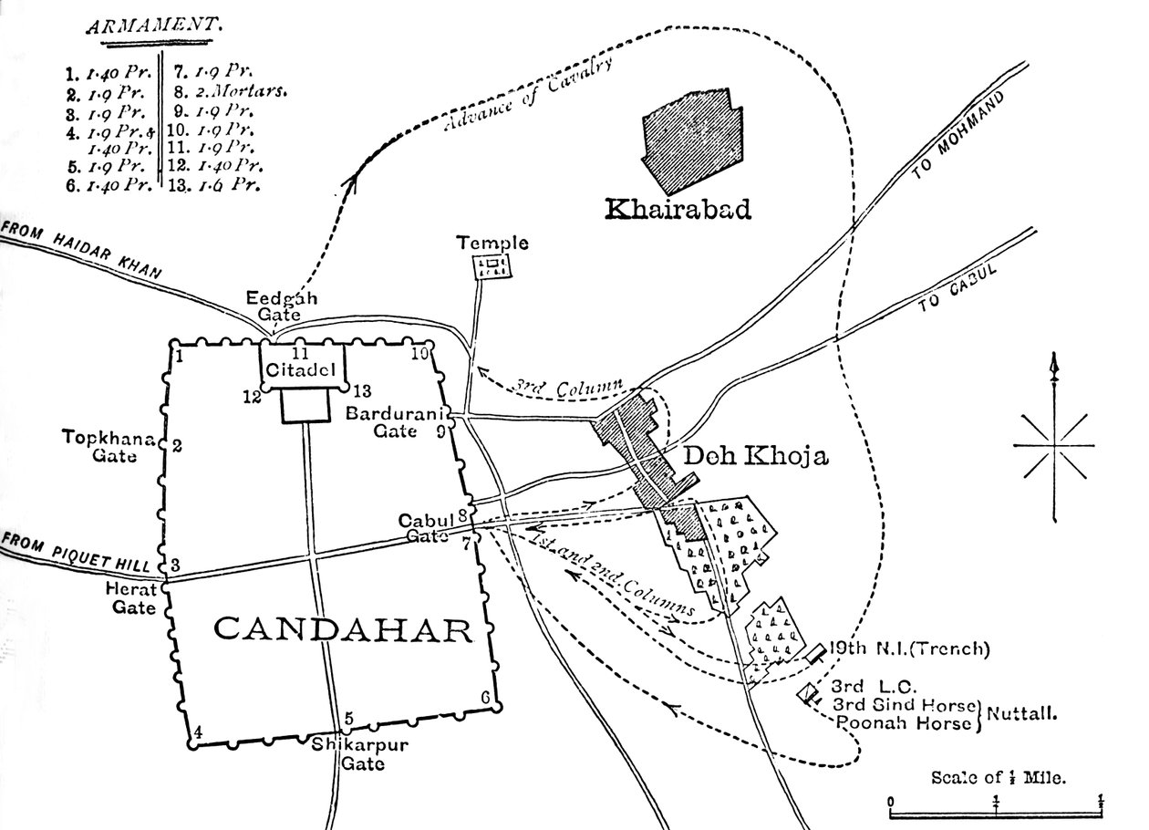 Plano da triagem de Candahar, 16 de agosto de 1880, c1880 de Unbekannt