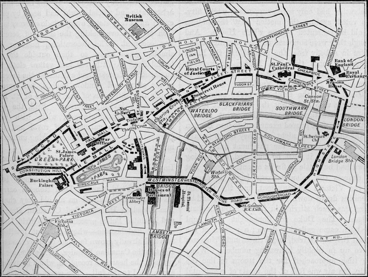 Plano da rota da procissão do Queens no Dia do Jubileu de Diamante, Londres, 1897 1906 de Unbekannt