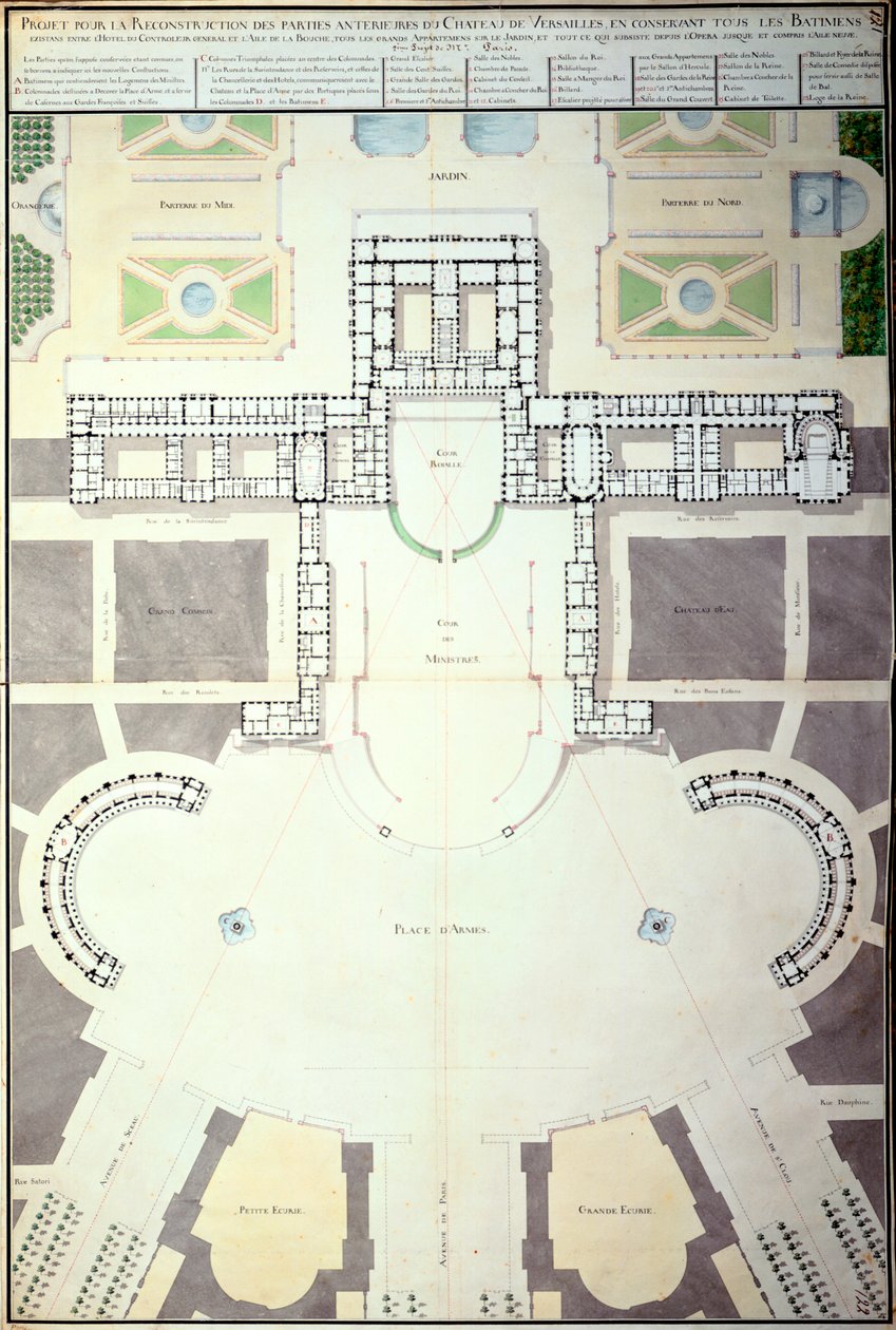 Planos para a transformação de Versalhes, França, 1780 de Unbekannt