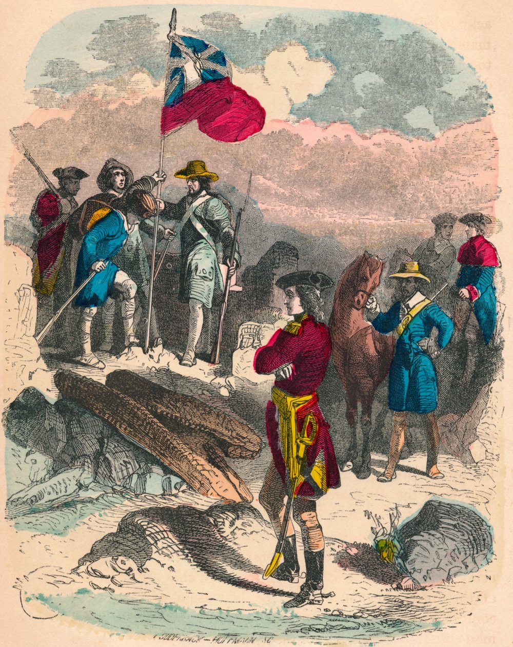 Plantação da bandeira real nas ruínas de Fort Du Quesne, 1758 de Unbekannt