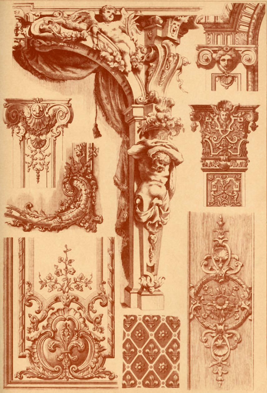 Ornamentos em gesso, França, séculos XVII e XVIII, 1898. de Unbekannt