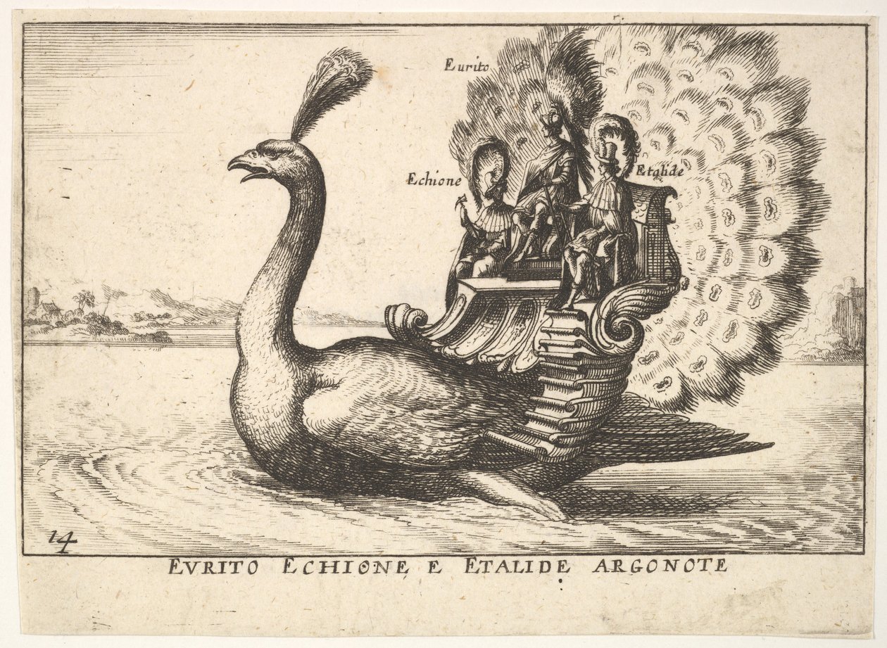 Ilustração 14: Os Argonautas Eurytus, Echion e Aethalides Eurito Echione e Etalide Argonote ..., 1664. de Unbekannt