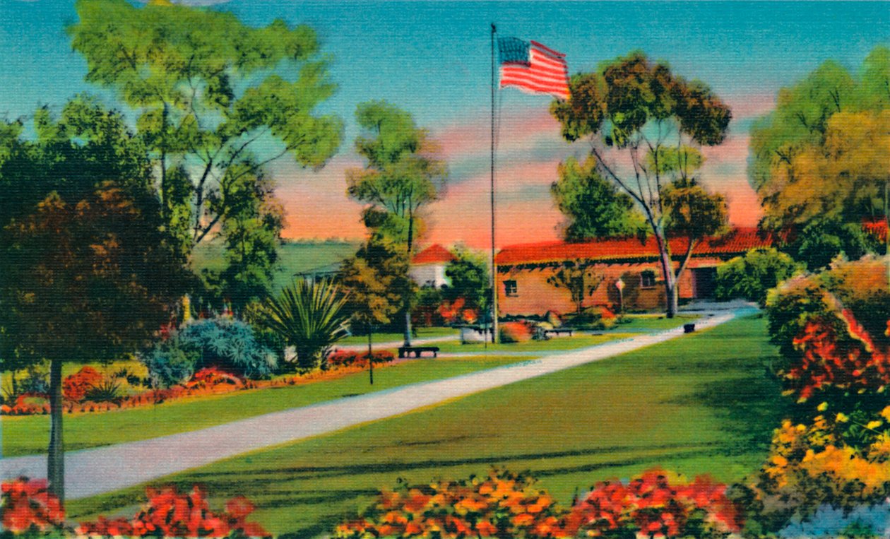 Praça onde a primeira bandeira americana na Califórnia foi erguida em 1846. San Diego, Califórnia, c194 de Unbekannt