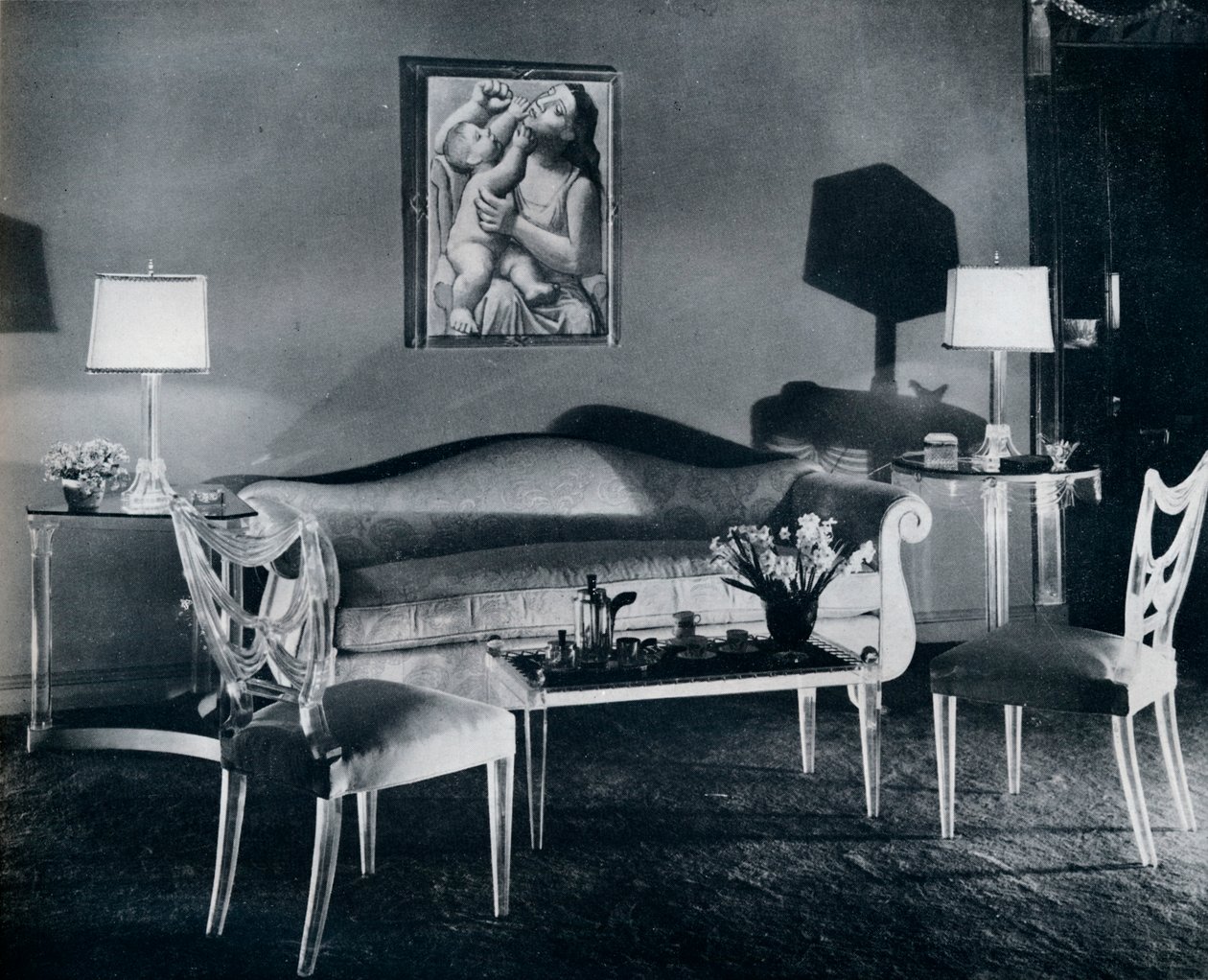 Móveis de acrílico no interior dos anos 40, 1941 de Unbekannt
