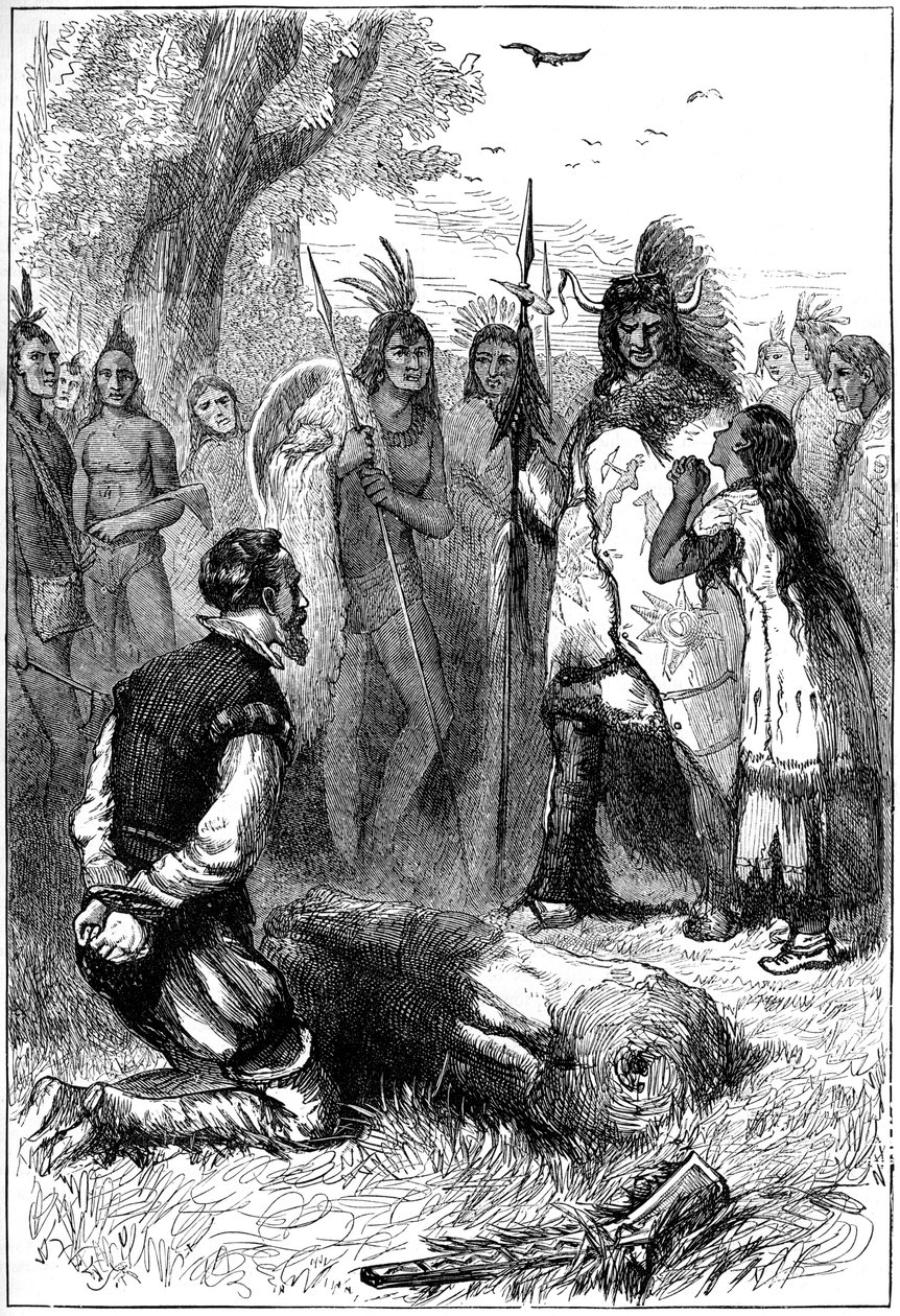 Pocahontas salva a vida do capitão Smith, 1607 c1880 de Unbekannt