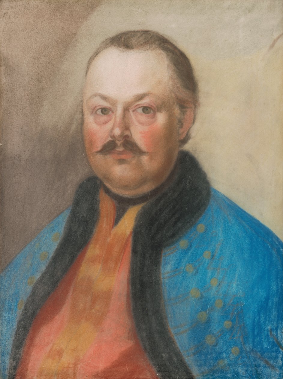 Um retrato de um yeoman com um bigode em um modmentiek de Unbekannt