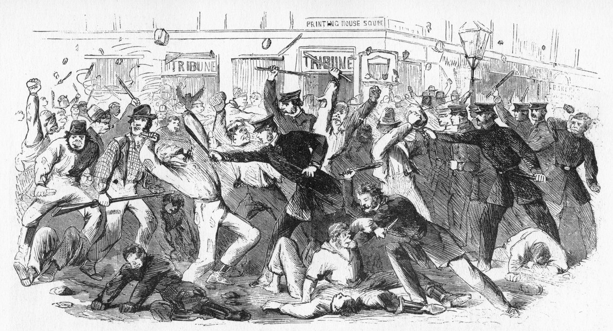Polícia acusar manifestantes no escritório da tribuna, c1860s de Unbekannt