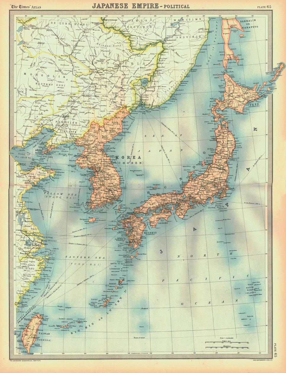Mapa político do Império Japonês, início do século XX de Unbekannt