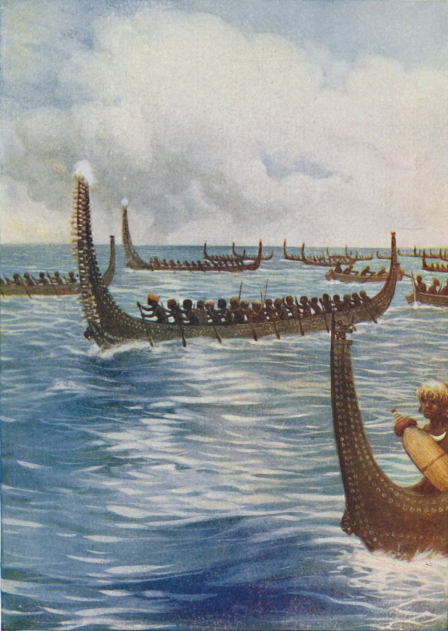 Canoas de guerra da Polinésia, 1924 de Unbekannt