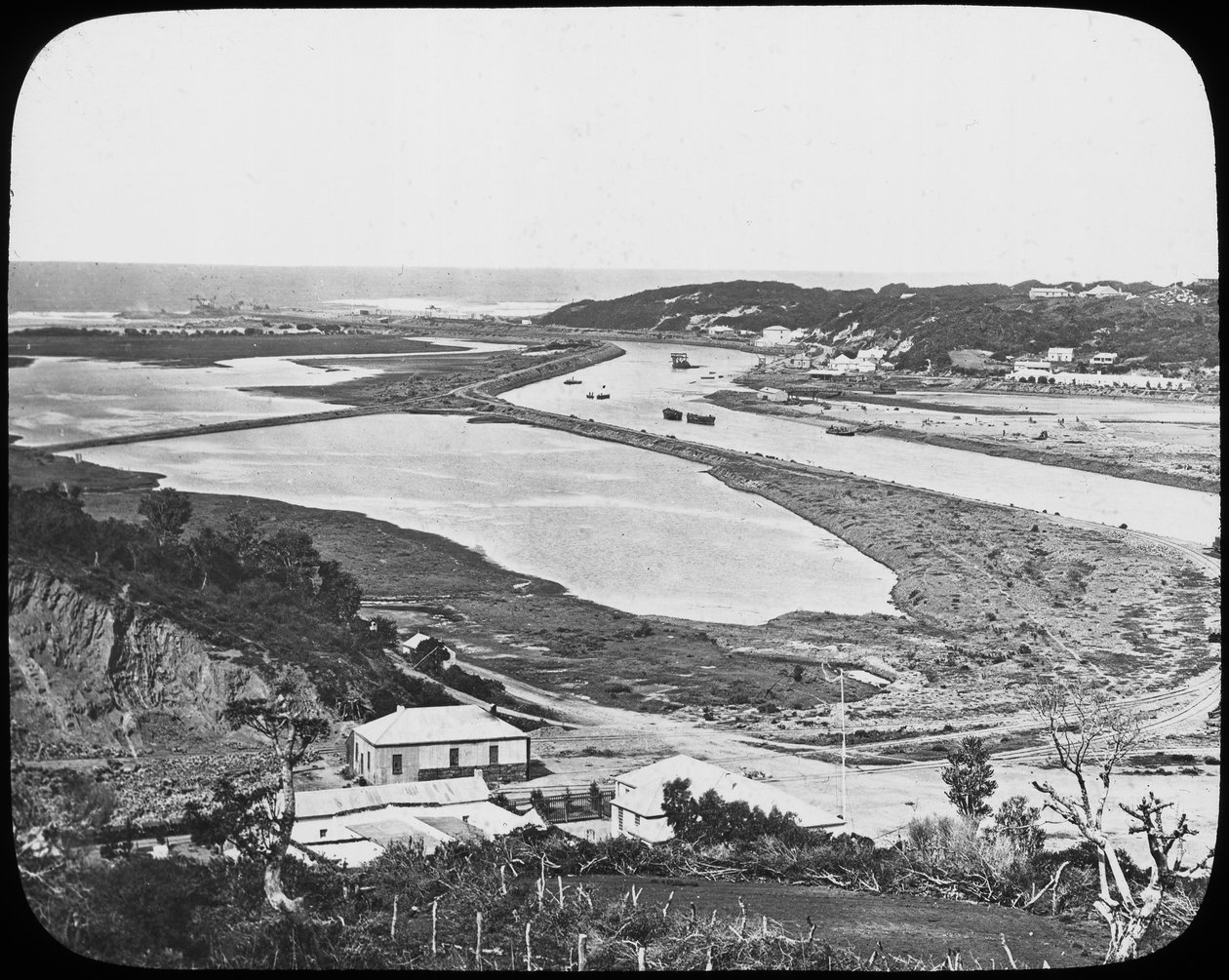 Port Alfred, rio Kowie, minas de diamante e ouro do cabo, África do Sul, c1890 de Unbekannt