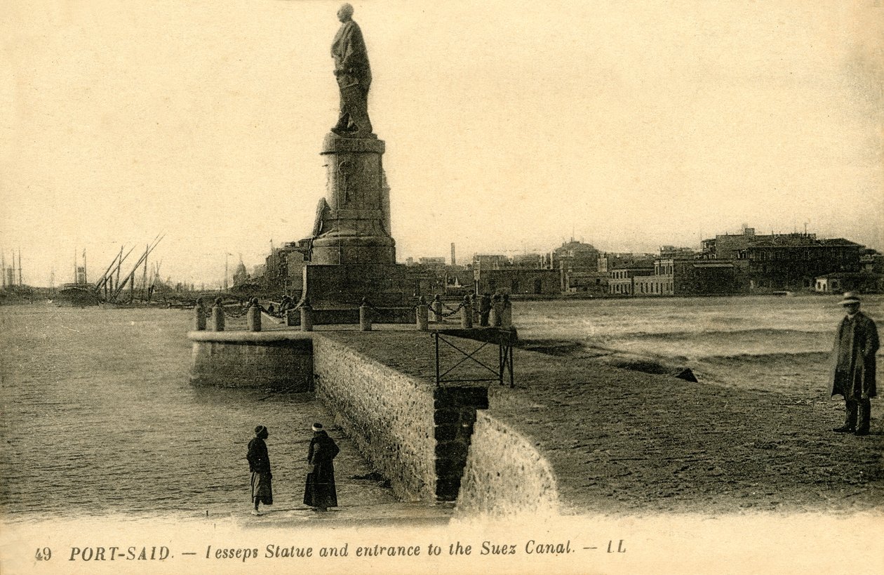 Port Said. - Estátua de Lesseps e entrada para o Canal de Suez - LL., C1918-c1939. de Unbekannt