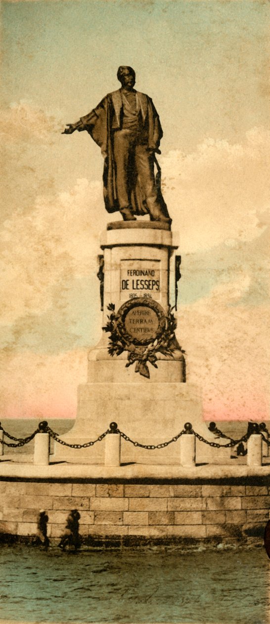 Port Said. - Estátua de Fernando de Lesseps, c1918-c1939. de Unbekannt