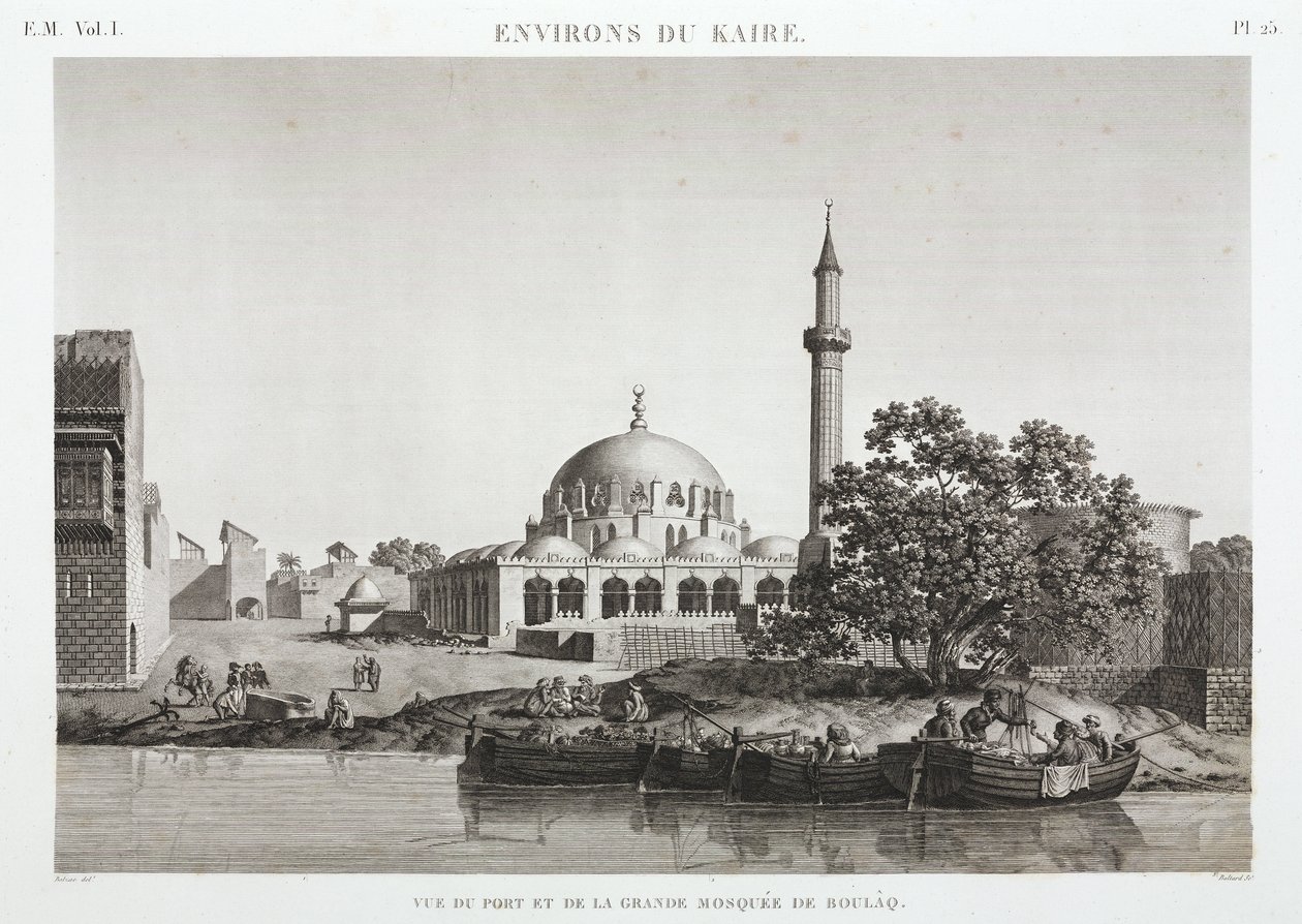 Porto e Grande Mesquita de Boulaq, Cairo, Egito, c 1798 de Unbekannt