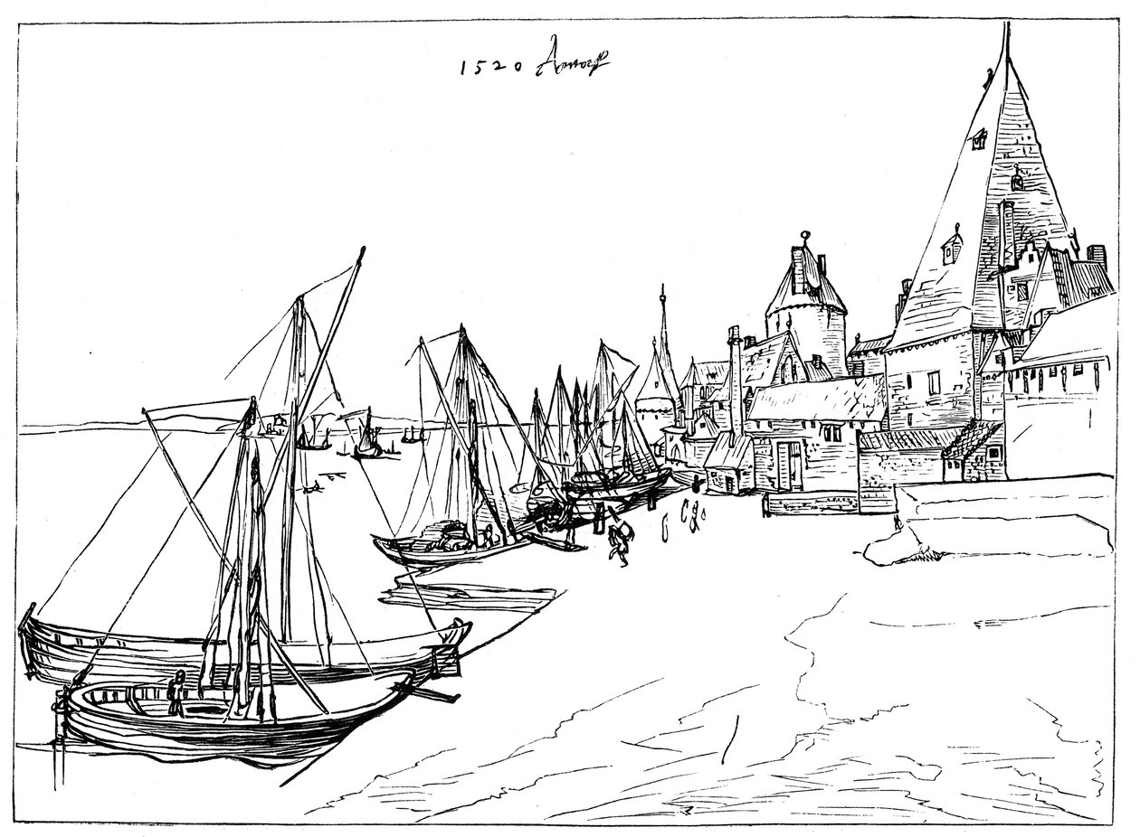 Porto de Antuérpia em 1520 de Unbekannt