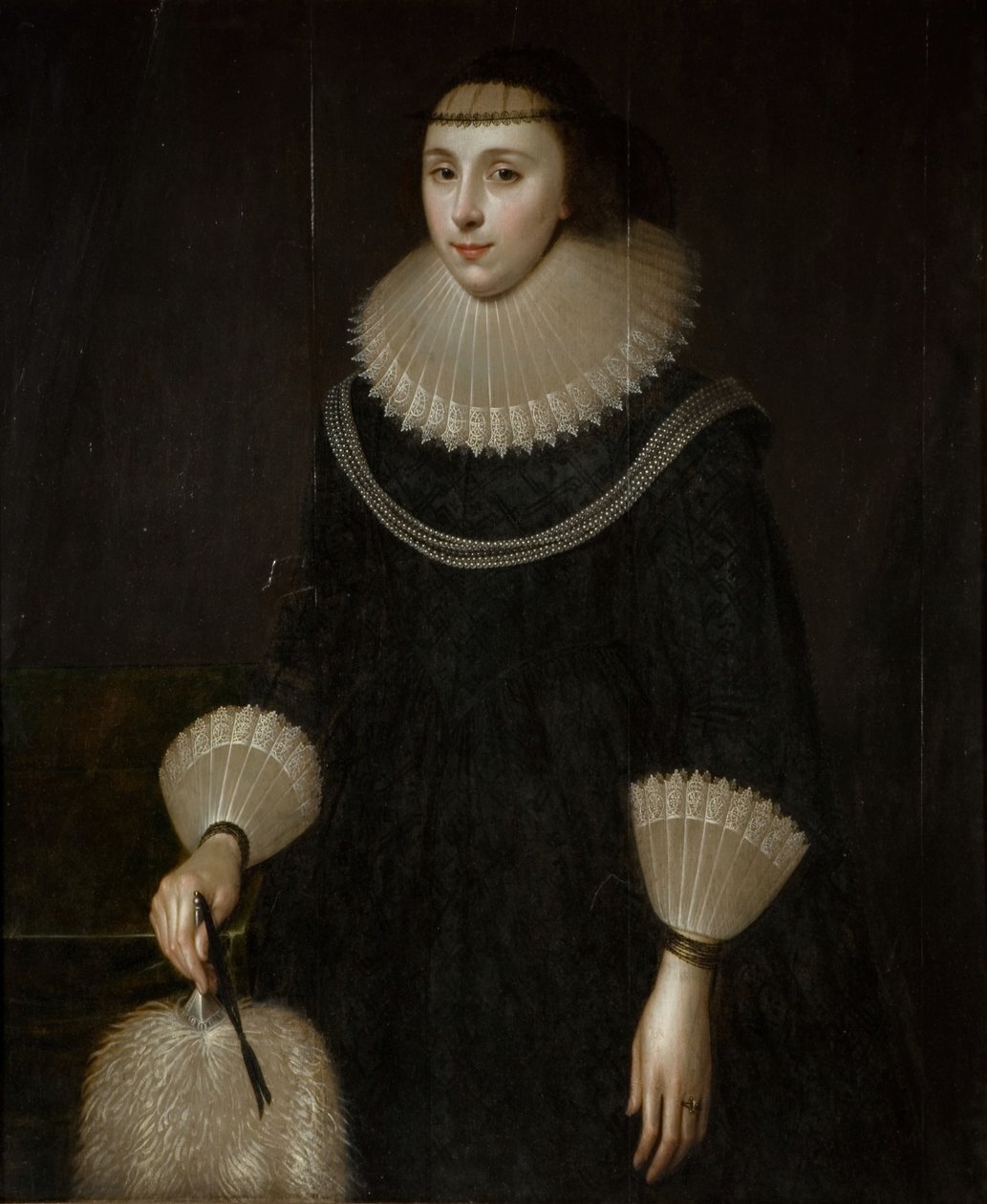 Retrato De Uma Senhora Com Um Leque, 1600-1650. de Unbekannt