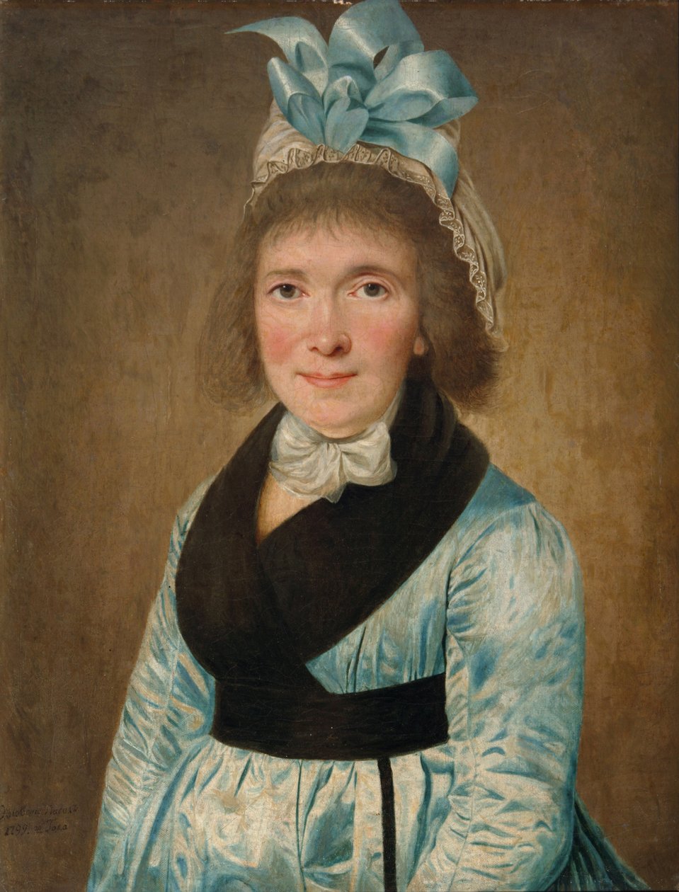 Retrato de uma mulher em um vestido azul, 1799 de Unbekannt
